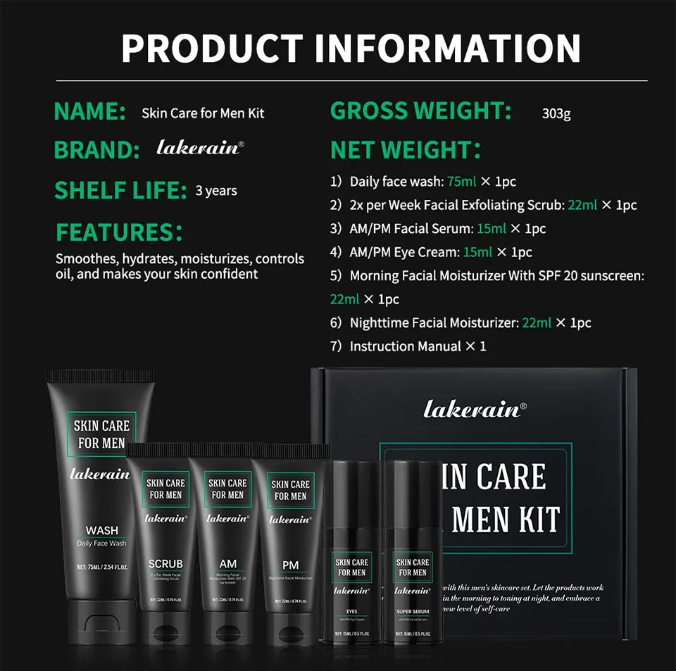 Men's 3-in-1 Daily Face Care Skin Care Kit
