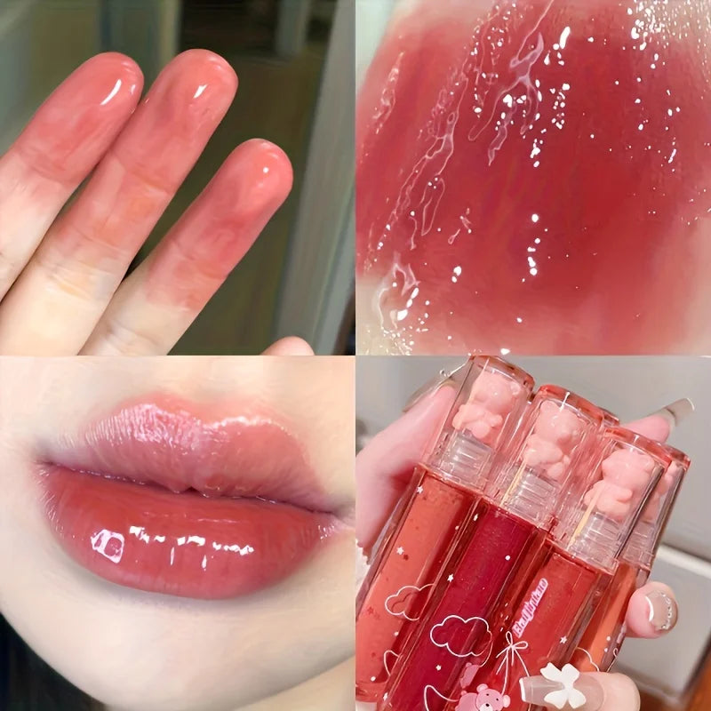 Cute Bear Mirror Lip Gloss – 6 Colors
