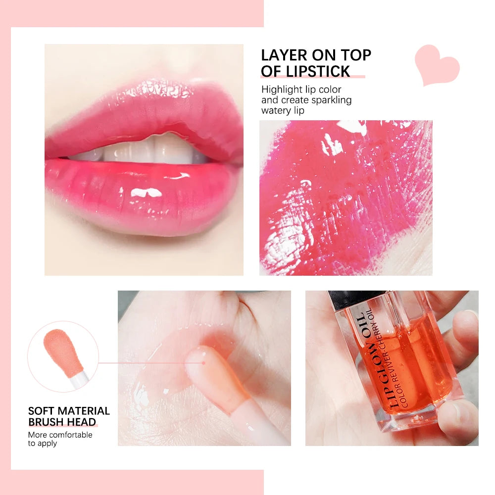 Cherry Seed Oil Lip Glow Oil – Tinted Hydrating Lip Treatment