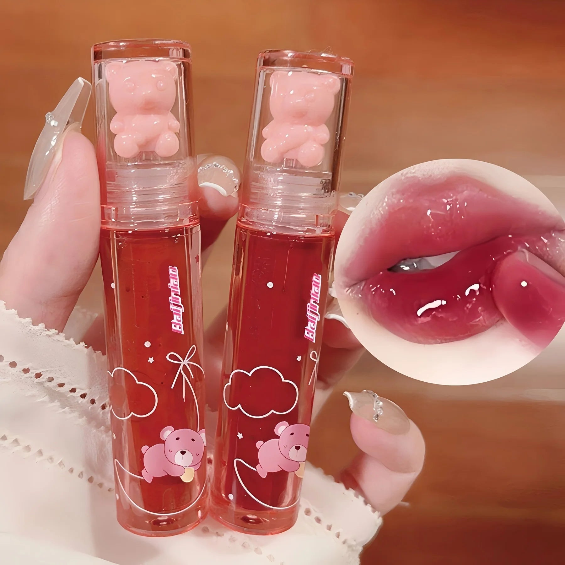 Cute Bear Mirror Lip Gloss – 6 Colors