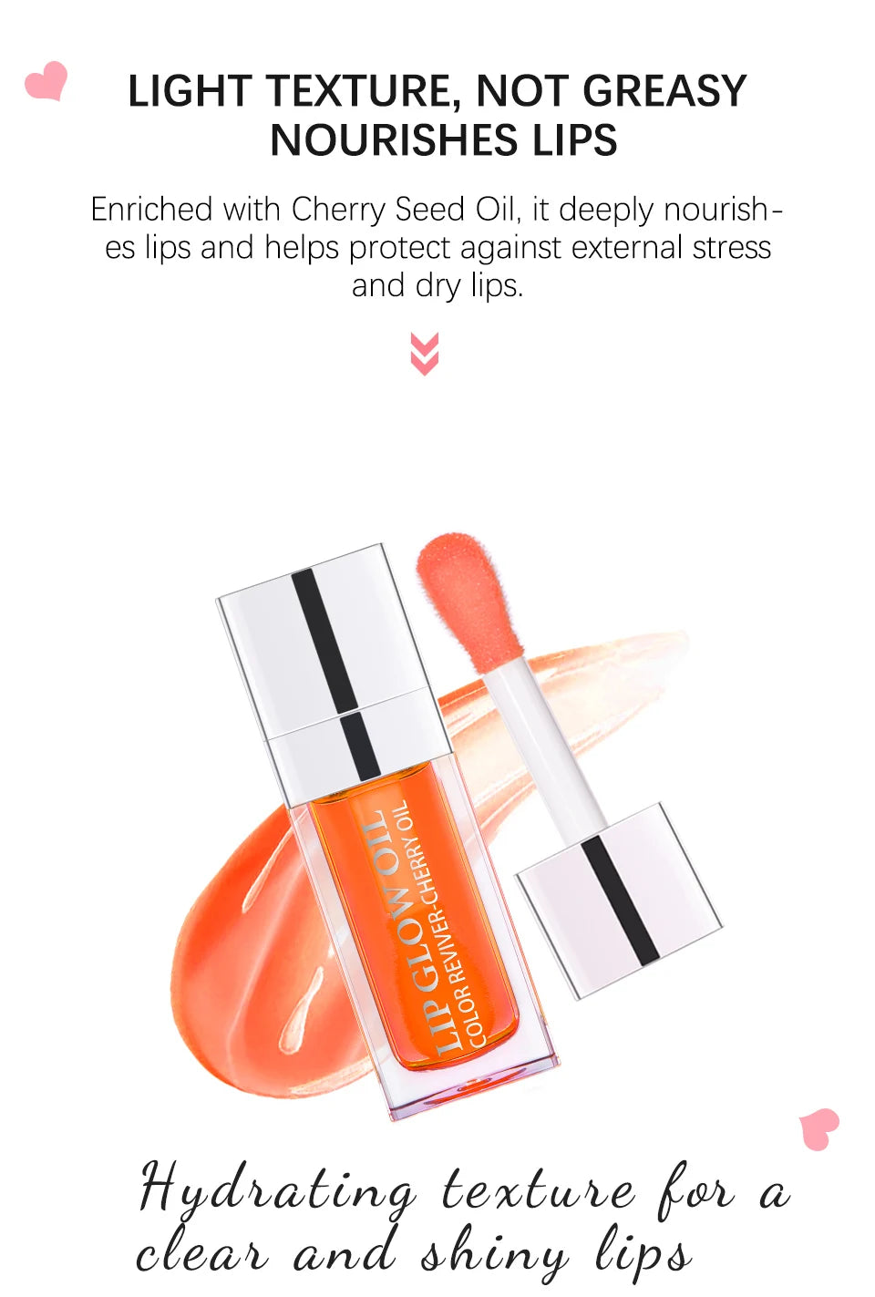 Cherry Seed Oil Lip Glow Oil – Tinted Hydrating Lip Treatment