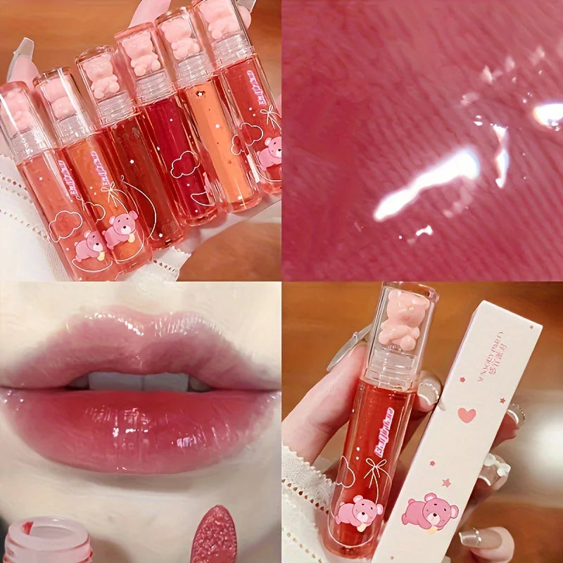 Cute Bear Mirror Lip Gloss – 6 Colors