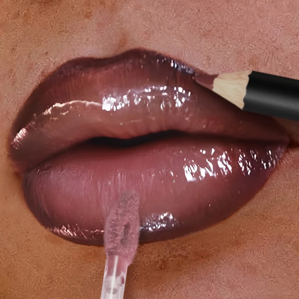 3-Piece Glossy Lip Set – Shimmer Lip Gloss, Lip Oil & Lip Liner