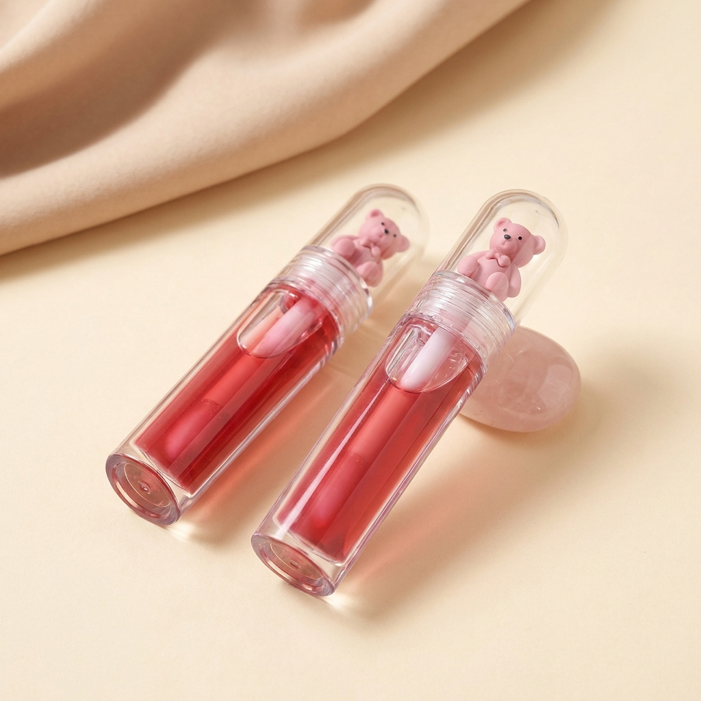 Velé cute bear mirror lip gloss styled