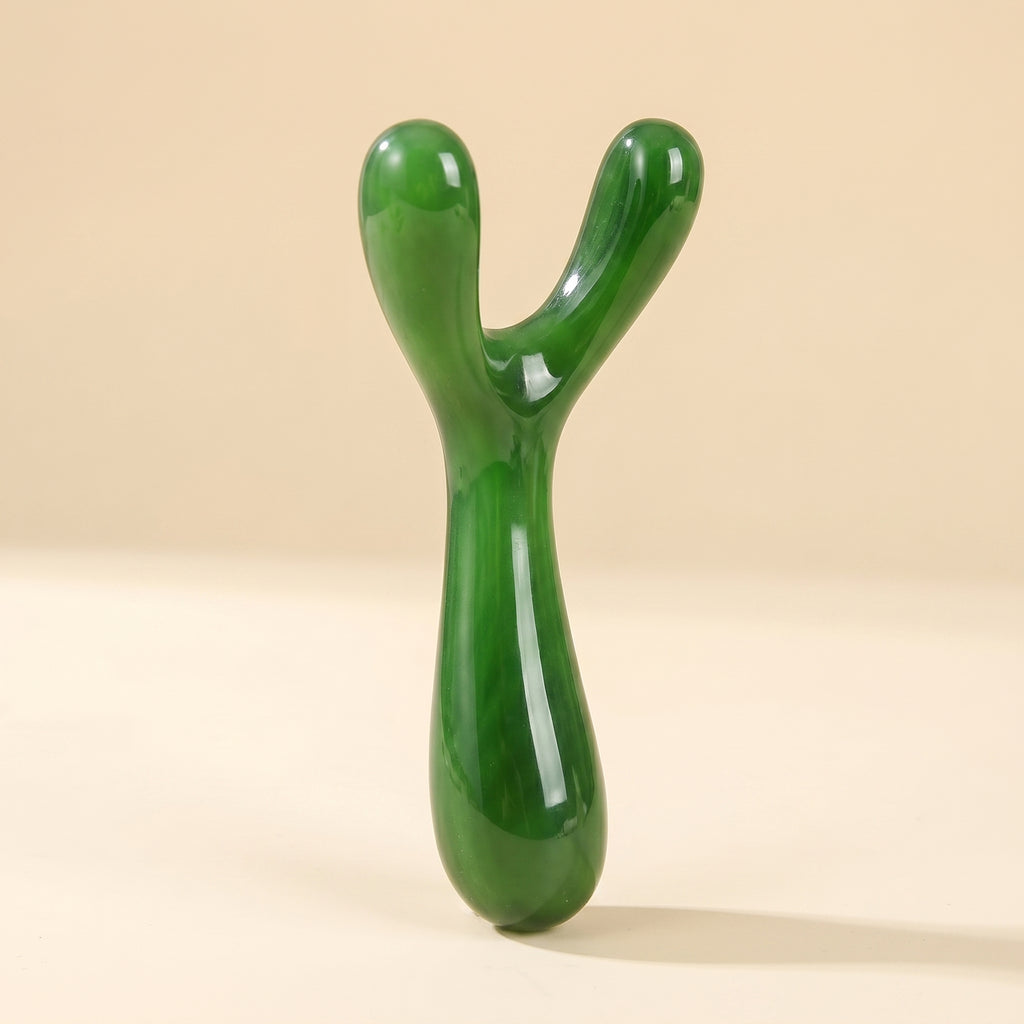 Velé Y-shape resin gua sha massager, green