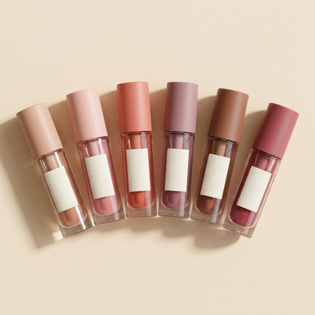 Velé Plumping Lip Oil Gloss shade range in clean unbranded bottles